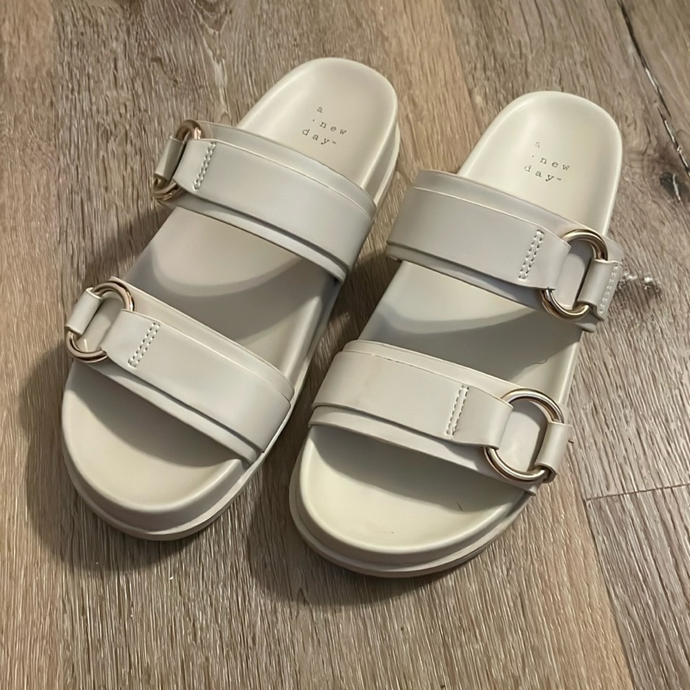 A New Day - Cream Women’s Platform Sandals with Straps - Size 7.5